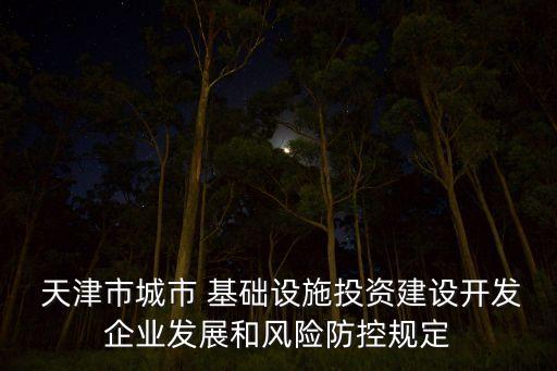  天津市城市 基礎(chǔ)設(shè)施投資建設(shè)開發(fā)企業(yè)發(fā)展和風險防控規(guī)定