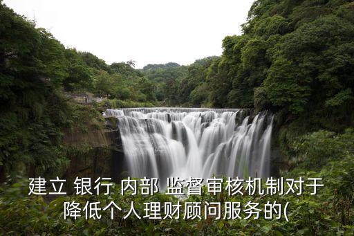 建立 銀行 內部 監督審核機制對于降低個人理財顧問服務的(