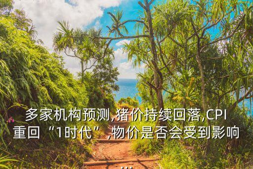 多家機構預測,豬價持續回落,CPI重回“1時代”,物價是否會受到影響...