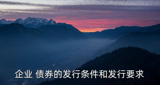 企業 債券的發行條件和發行要求