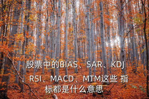  股票中的BIAS、SAR、KDJ、RSI、MACD、MTM這些 指標都是什么意思