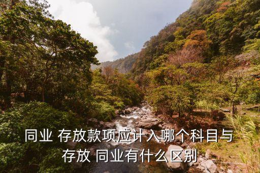  同業 存放款項應計入哪個科目與 存放 同業有什么區別