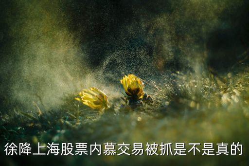 徐降上海股票內慕交易被抓是不是真的