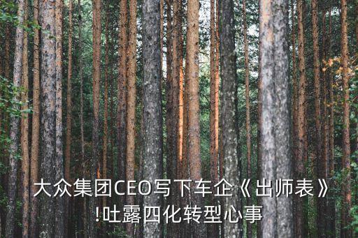  大眾集團CEO寫下車企《出師表》!吐露四化轉型心事