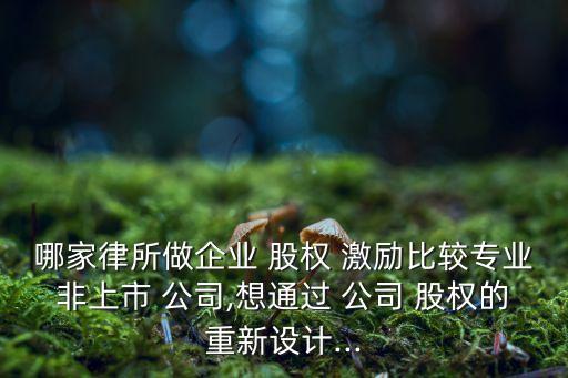 哪家律所做企業 股權 激勵比較專業非上市 公司,想通過 公司 股權的重新設計...