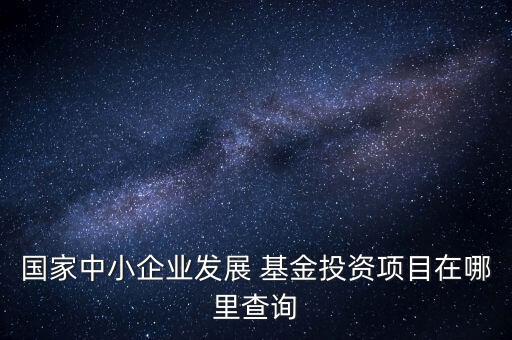 國家中小企業發展 基金投資項目在哪里查詢