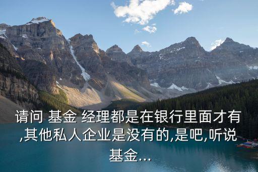 請問 基金 經理都是在銀行里面才有,其他私人企業是沒有的,是吧,聽說 基金...