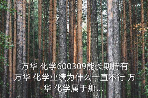  萬華 化學600309能長期持有 萬華 化學業績為什么一直不行 萬華 化學屬于那...
