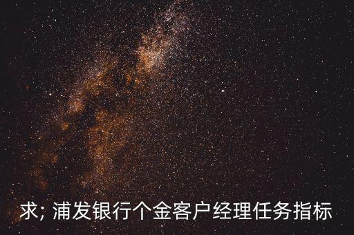 求; 浦發銀行個金客戶經理任務指標