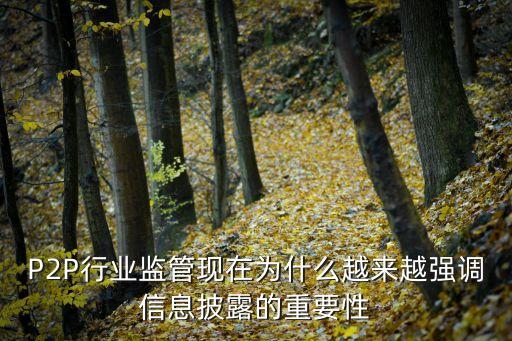 P2P行業監管現在為什么越來越強調信息披露的重要性
