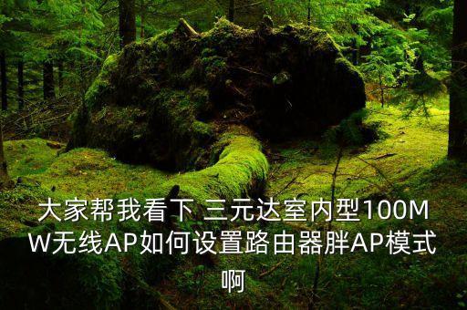 大家幫我看下 三元達室內型100MW無線AP如何設置路由器胖AP模式啊