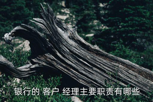  銀行的 客戶 經理主要職責有哪些