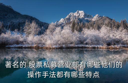 著名的 股票私募營業部有哪些他們的操作手法都有哪些特點