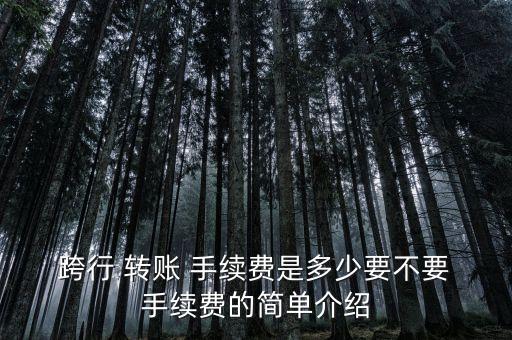 跨行 轉賬 手續費是多少要不要 手續費的簡單介紹