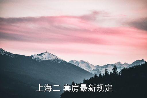 上海二 套房最新規定