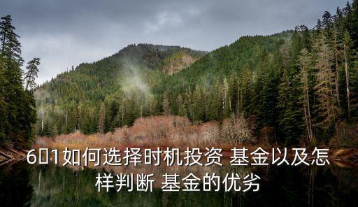 6?1如何選擇時機投資 基金以及怎樣判斷 基金的優劣