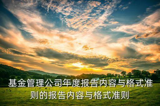  基金管理公司年度報告內(nèi)容與格式準則的報告內(nèi)容與格式準則