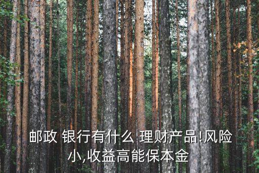  郵政 銀行有什么 理財產品!風險小,收益高能保本金