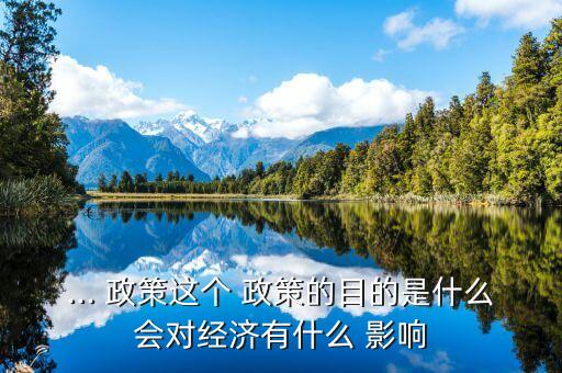 ... 政策這個 政策的目的是什么會對經濟有什么 影響