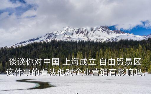 談談你對中國 上海成立 自由貿易區這件事的看法他對企業營銷有影響嗎...