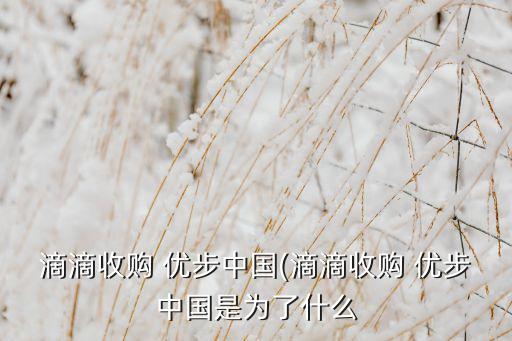 滴滴收購 優步中國(滴滴收購 優步中國是為了什么