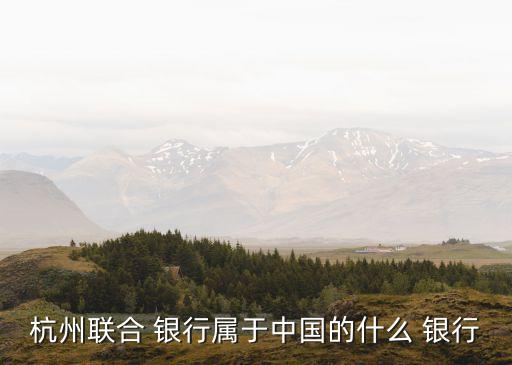 杭州聯合 銀行屬于中國的什么 銀行