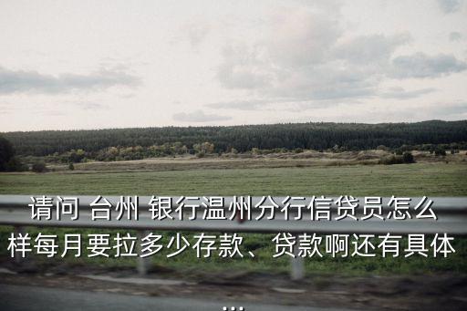 請問 臺州 銀行溫州分行信貸員怎么樣每月要拉多少存款、貸款啊還有具體...