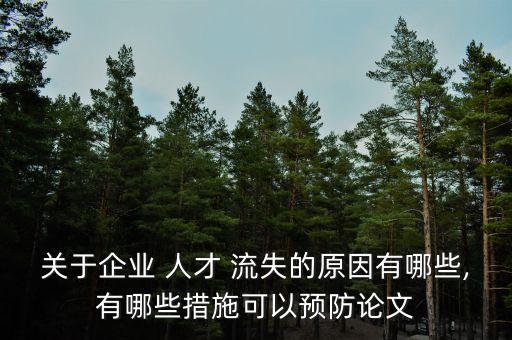 關于企業 人才 流失的原因有哪些,有哪些措施可以預防論文