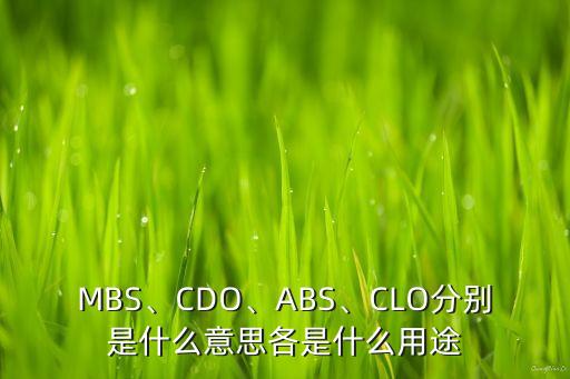 MBS、CDO、ABS、CLO分別是什么意思各是什么用途