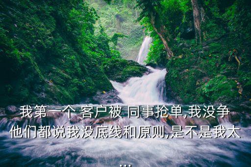 我第一個 客戶被 同事搶單,我沒爭他們都說我沒底線和原則,是不是我太...