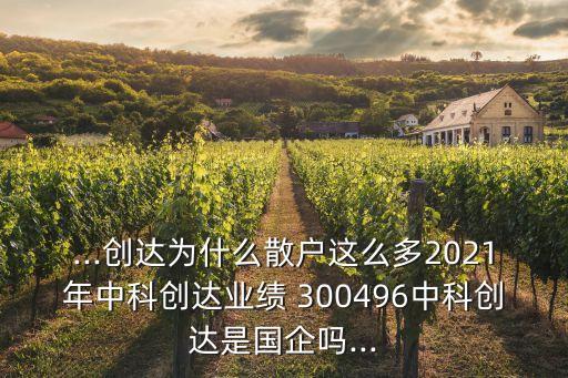...創達為什么散戶這么多2021年中科創達業績 300496中科創達是國企嗎...