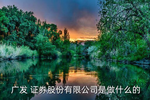  廣發 證券股份有限公司是做什么的