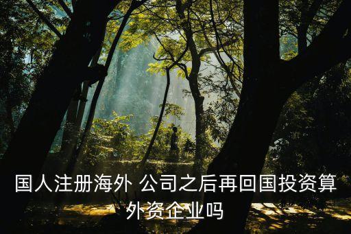 國人注冊海外 公司之后再回國投資算外資企業嗎