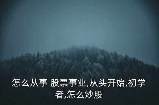 怎么從事 股票事業,從頭開始,初學者,怎么炒股