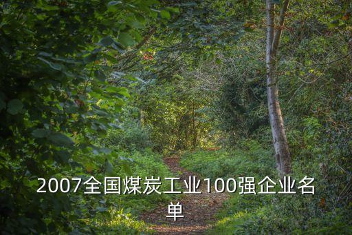 2007全國煤炭工業100強企業名單