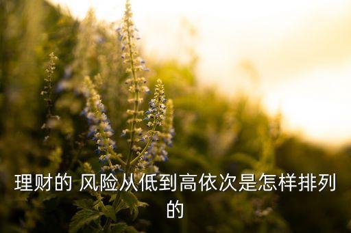 投資風險排序,以下投資風險排序正確的是