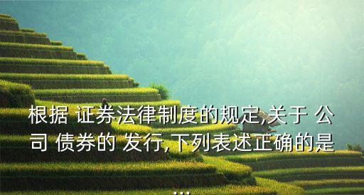 根據 證券法律制度的規定,關于 公司 債券的 發行,下列表述正確的是...