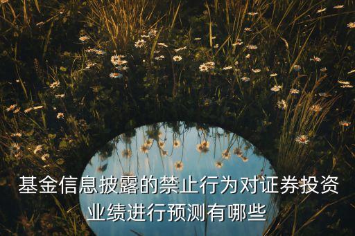  基金信息披露的禁止行為對證券投資業績進行預測有哪些