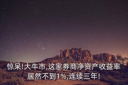 驚呆!大牛市,這家券商凈資產收益率居然不到1%,連續三年!
