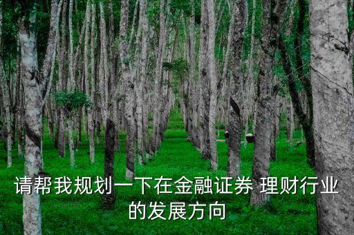 請幫我規劃一下在金融證券 理財行業的發展方向