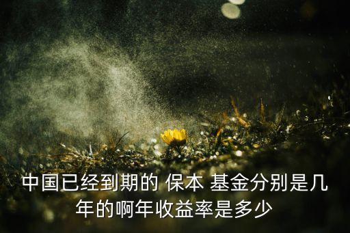 中國已經到期的 保本 基金分別是幾年的啊年收益率是多少