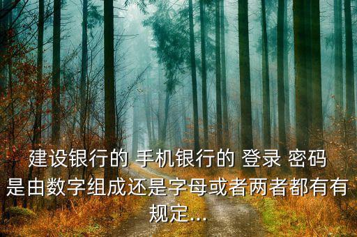 建設銀行的 手機銀行的 登錄 密碼是由數字組成還是字母或者兩者都有有規定...