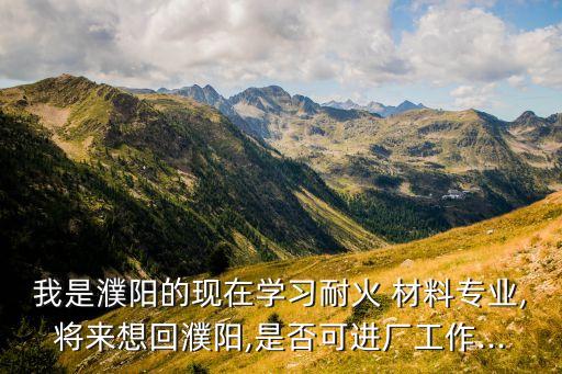 我是濮陽的現在學習耐火 材料專業,將來想回濮陽,是否可進廠工作...