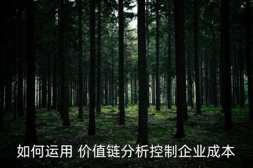 如何運用 價值鏈分析控制企業成本