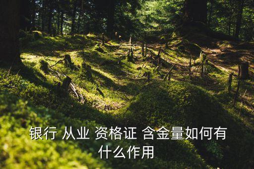  銀行 從業 資格證 含金量如何有什么作用