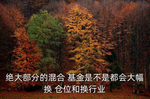 絕大部分的混合 基金是不是都會大幅換 倉位和換行業