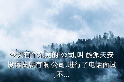 今天有個東莞的 公司,叫 酷派天安投資發展有限 公司,進行了電話面試,不...