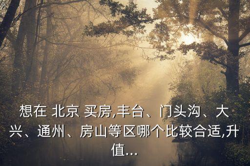 想在 北京 買房,豐臺(tái)、門頭溝、大興、通州、房山等區(qū)哪個(gè)比較合適,升值...