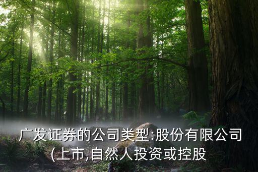  廣發證券的公司類型:股份有限公司(上市,自然人投資或控股