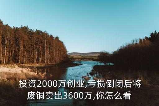  投資2000萬創業,虧損倒閉后將廢銅賣出3600萬,你怎么看